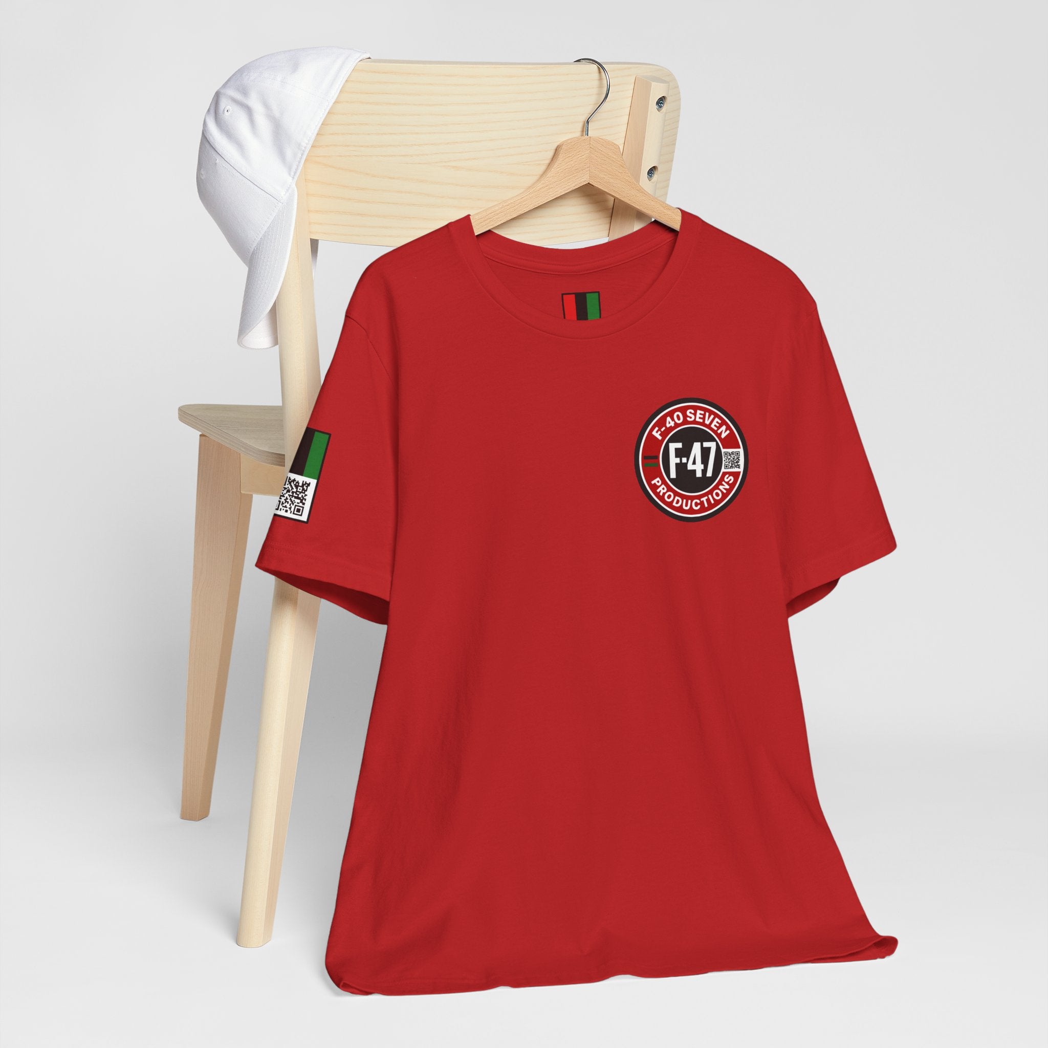 F-40 Seven Productions Unisex Jersey Tee with F-47 Logo - Red