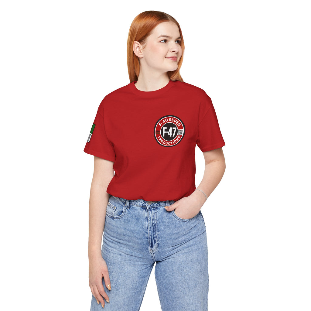 F-40 Seven Productions Unisex Jersey Tee with F-47 Logo - Red